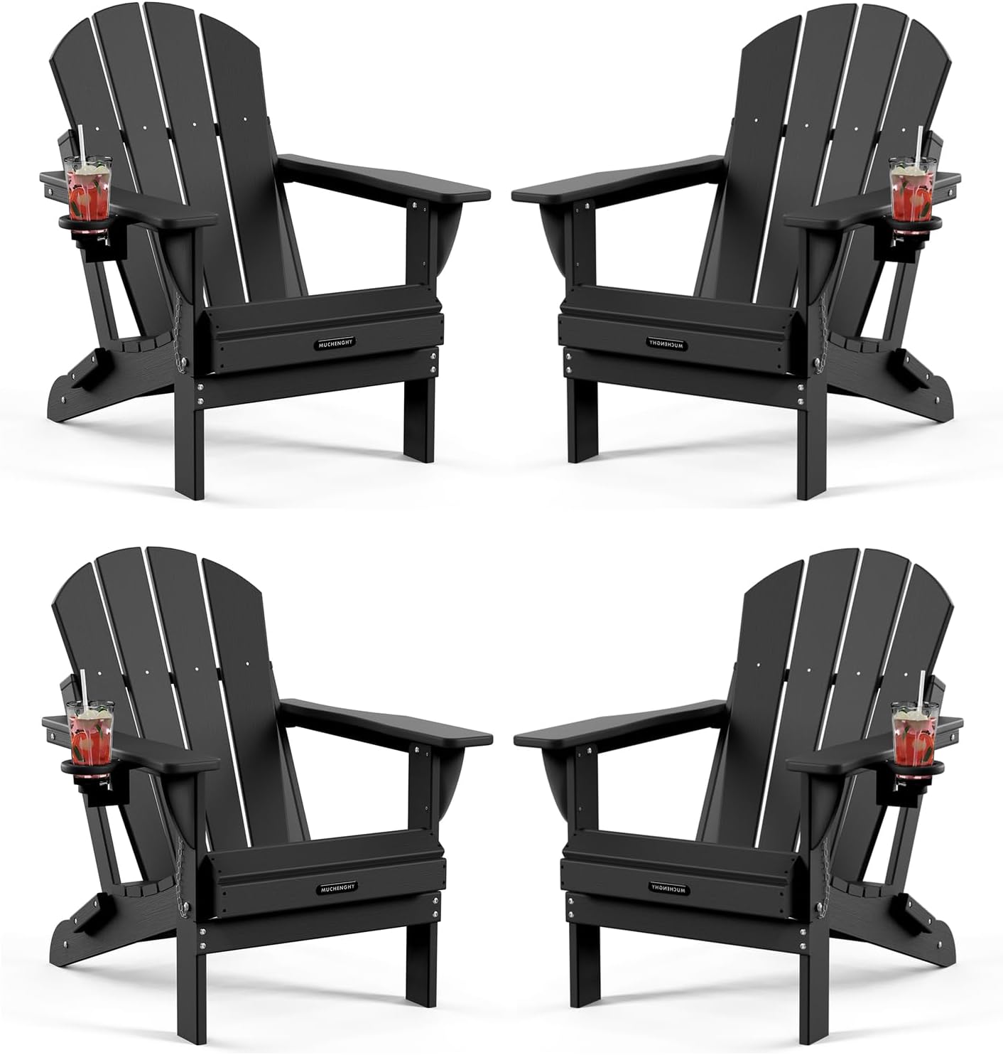 Folding Adirondack Chairs 4 Pack - Portable Weather Resistant Design