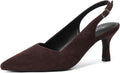 Dark Brown Suede Kitten Heels for Women - Chic Slingback Pumps