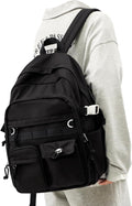 Black School Backpack For Women Men - Lightweight College Bag