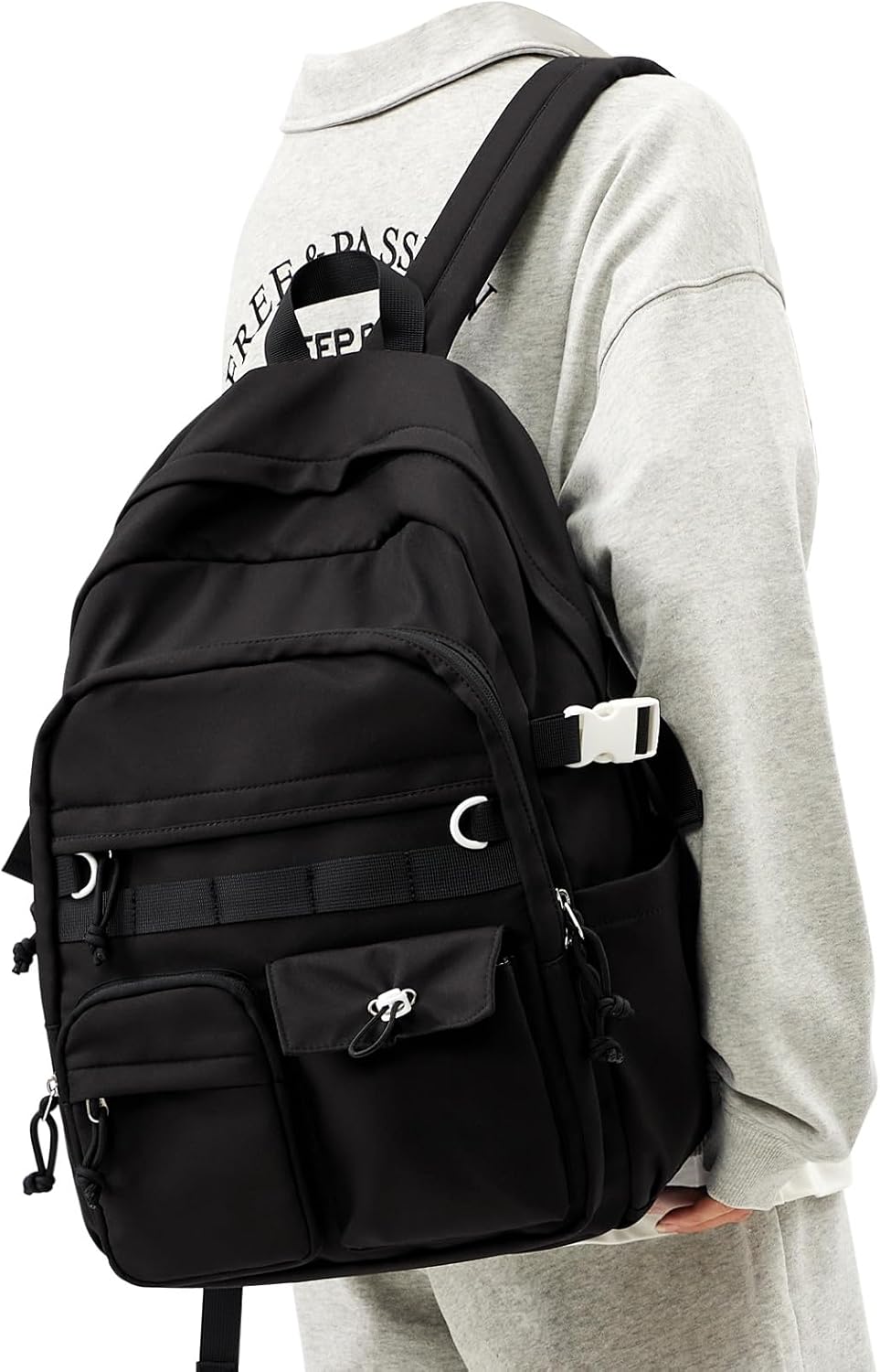 weradar Black School Backpack For Women Men - Aesthetic Design