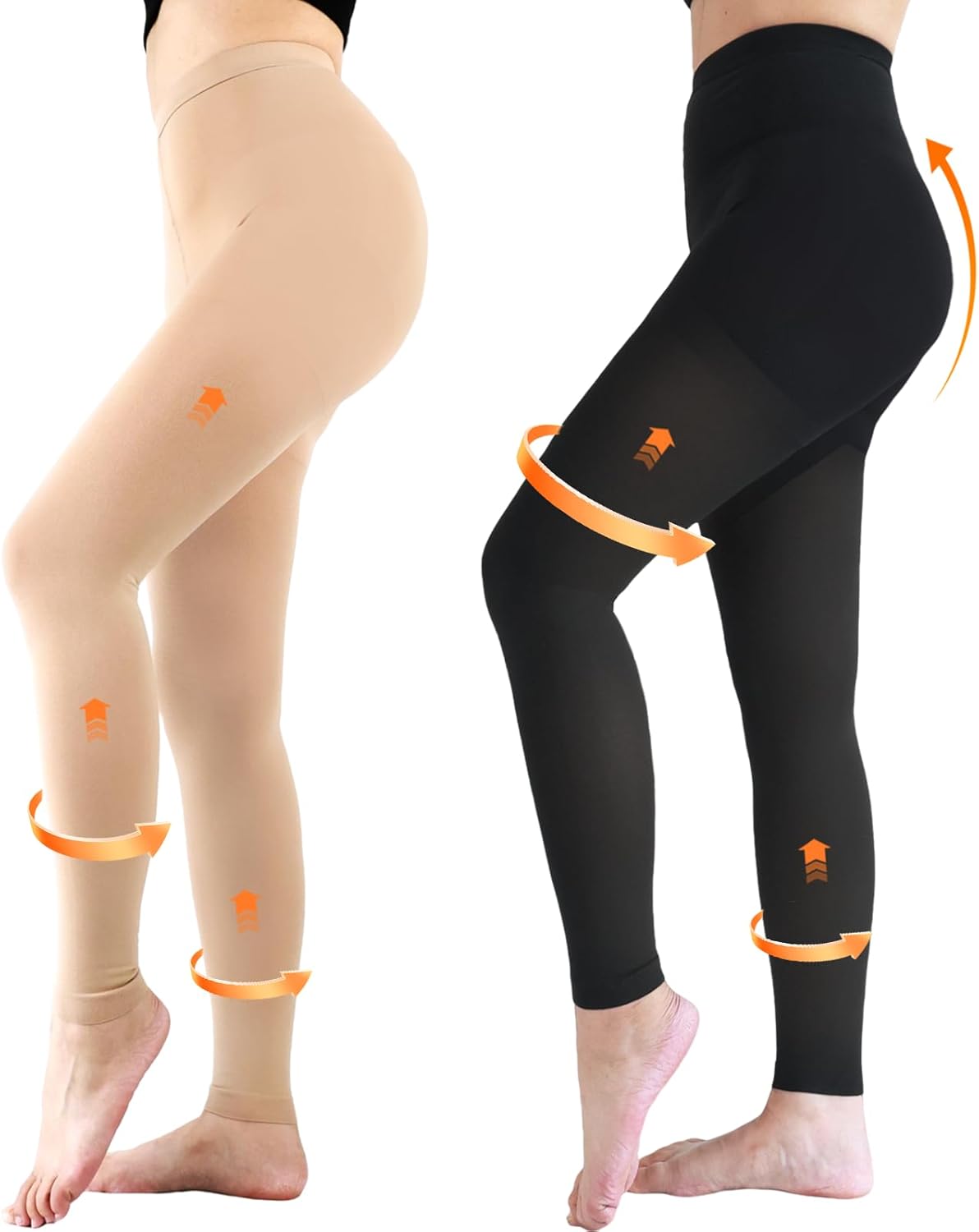 2 Pairs 20-30mmHg Compression Pantyhose for Women Support