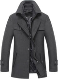 Men's Wool Blend Coat with Detachable Scarf for Winter Style