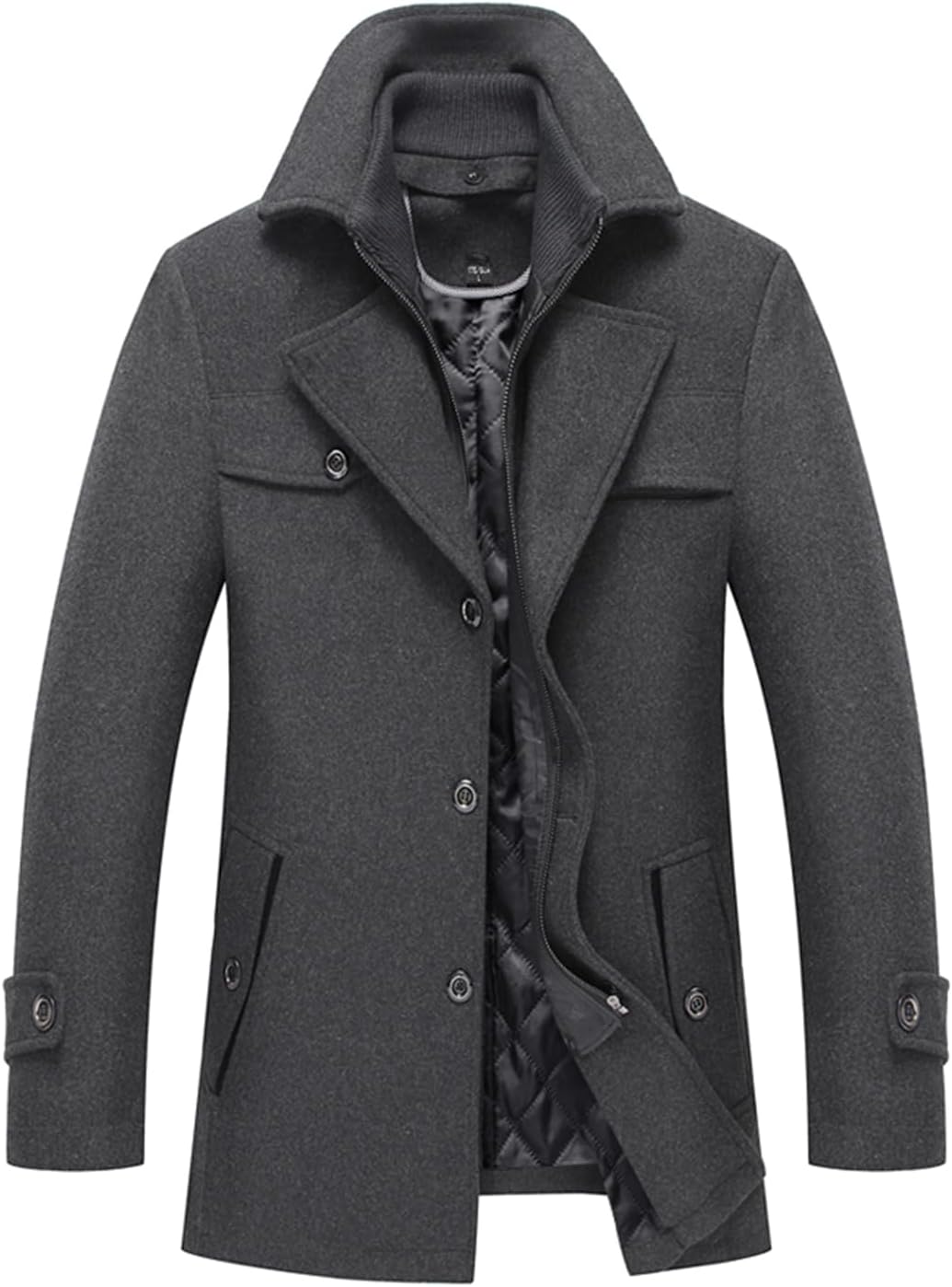 Men's Wool Blend Coat with Detachable Scarf for Winter Style