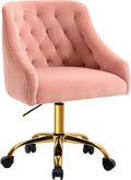 MOJAY Velvet Home Office Desk Chair - Plush Pink Vanity Chair