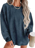 Womens Crewneck Oversized Corduroy Corded Sweatshirt - Cozy Casual