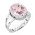 925 Sterling Silver Morganite Ring For Women - Elegant Oval Gem