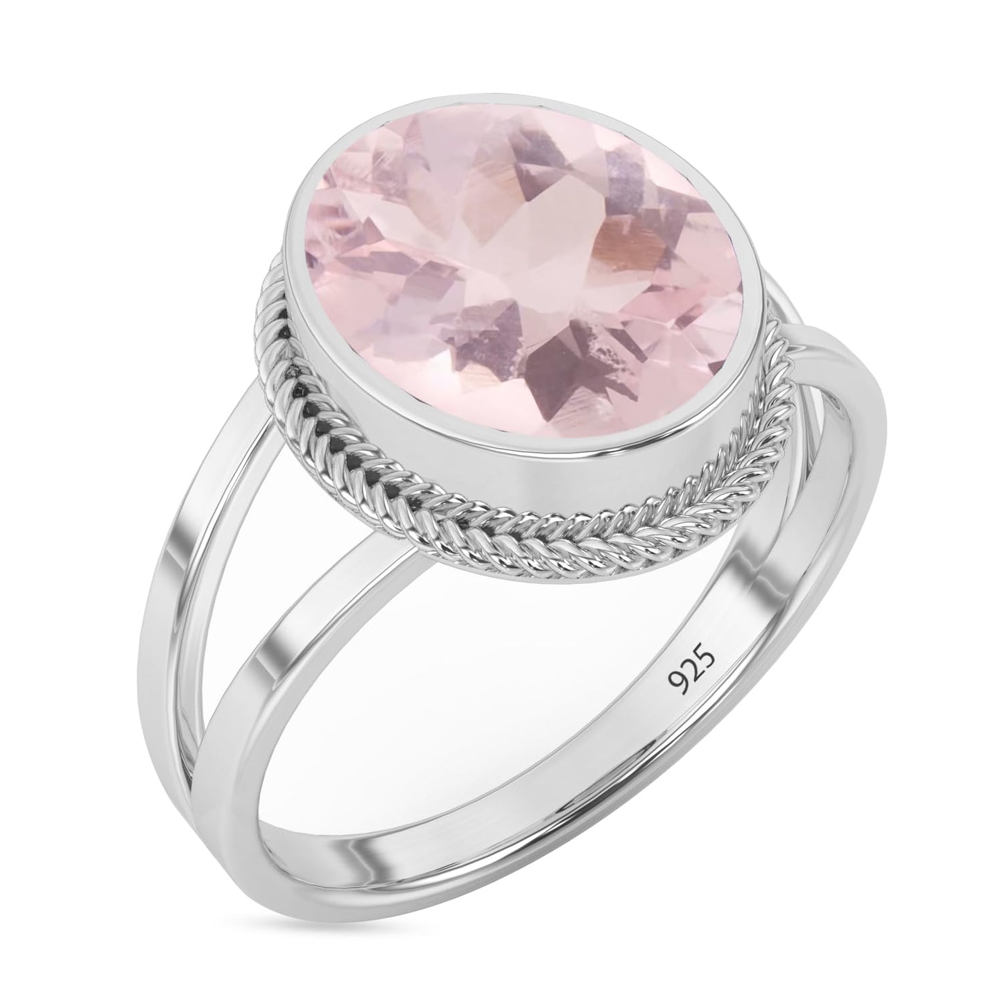 925 Sterling Silver Morganite Ring for Women & Girls Engagement