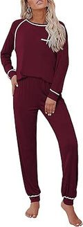 Ekouaer Pajamas Set for Women Soft Long Sleeve Cotton Sleepwear