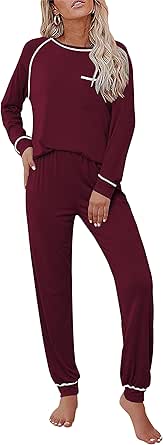 Ekouaer Pajamas Set for Women Soft Long Sleeve Cotton Sleepwear