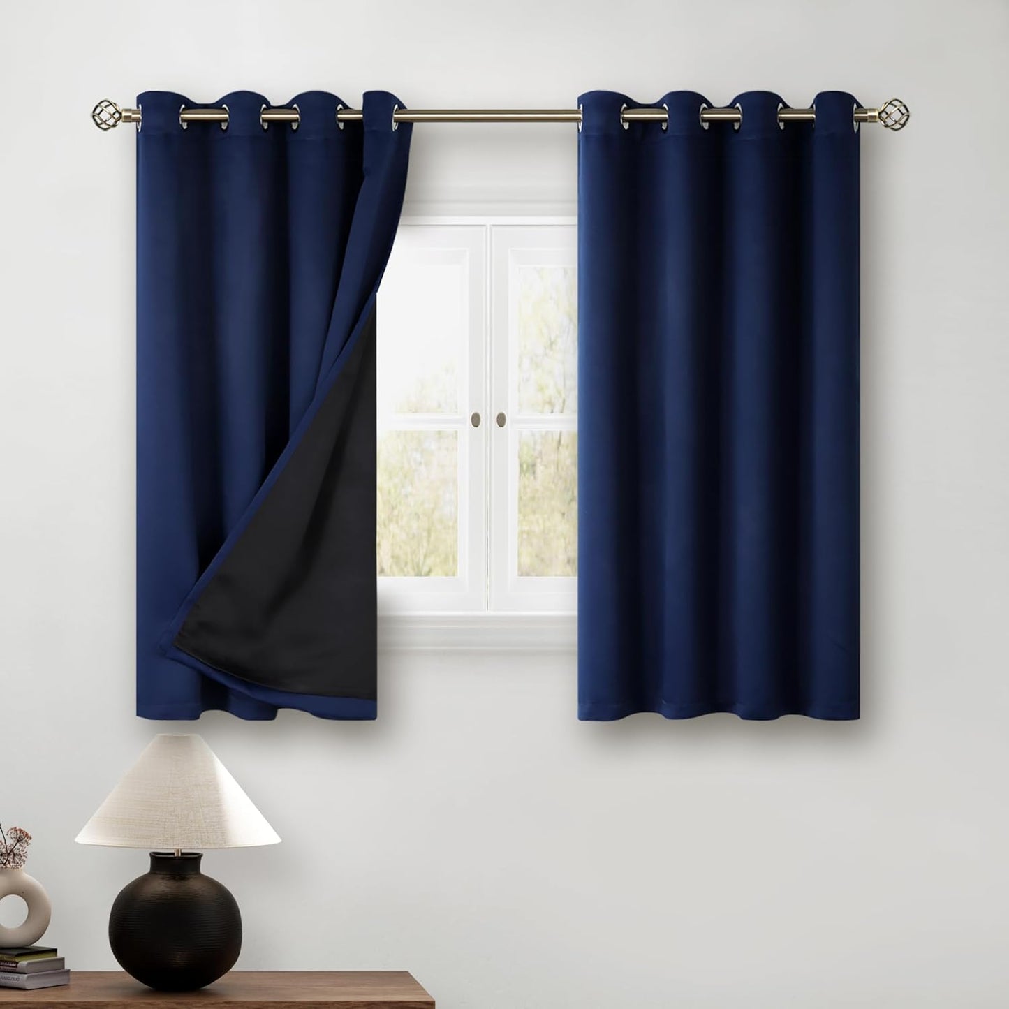 BGment Short Blackout Curtains for Bedroom, Navy Blue 54 Inch