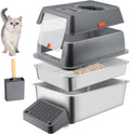 Stainless Steel Litter Box with Sifting Pan XXL - Easy Cleaning