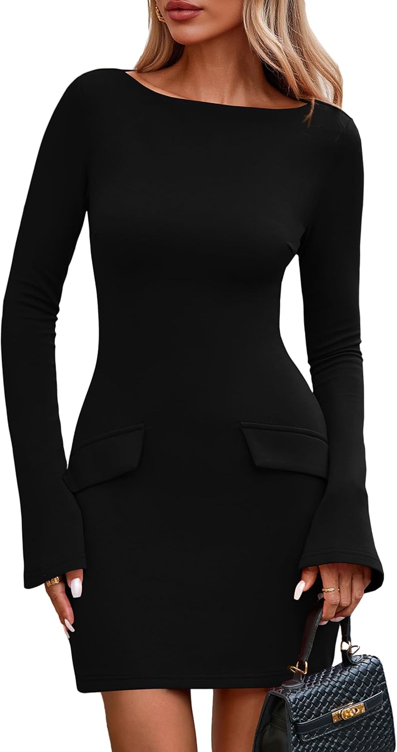 PRETTYGARDEN Womens Fall Long Sleeve Mini Dress for 2025