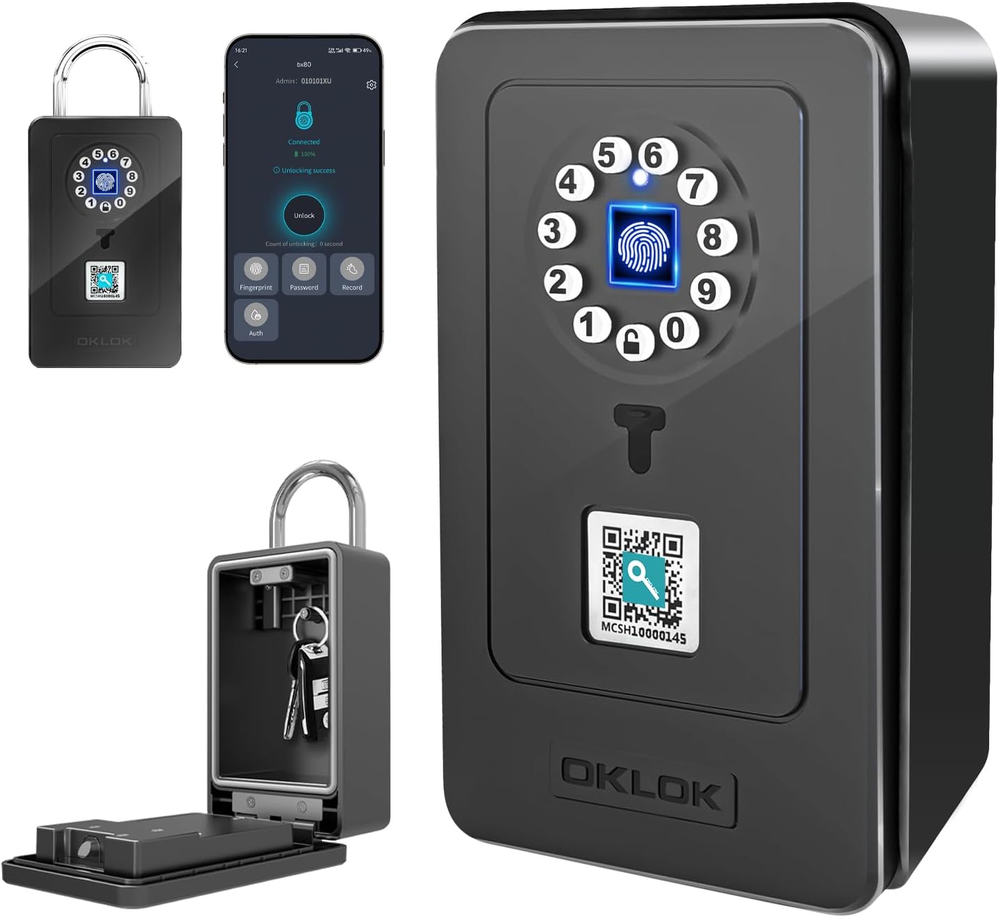 SFW Smart Lock Box with Fingerprint and Bluetooth Control