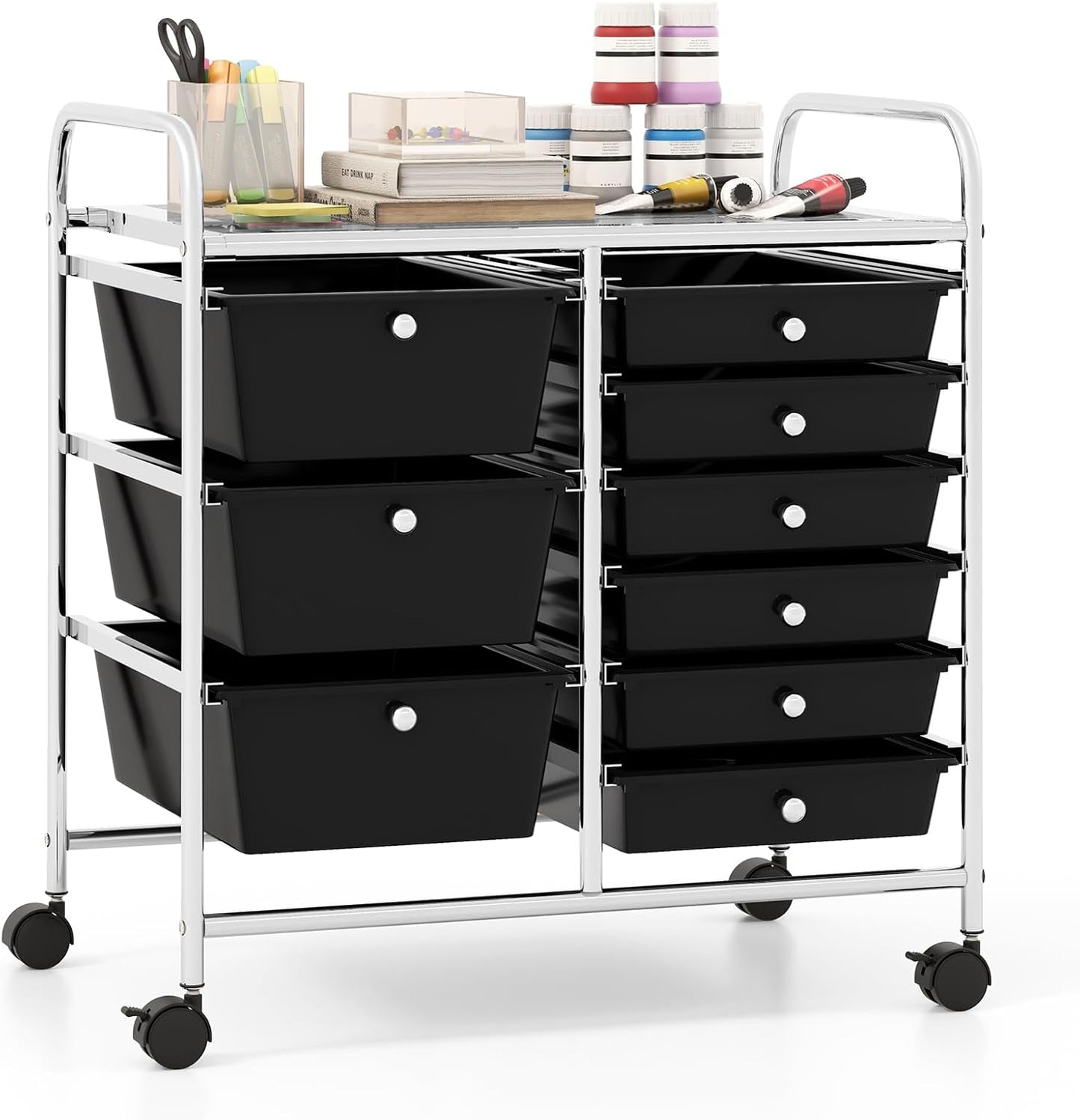 Giantex 9 Drawers Rolling Cart for Classroom and Home Storage