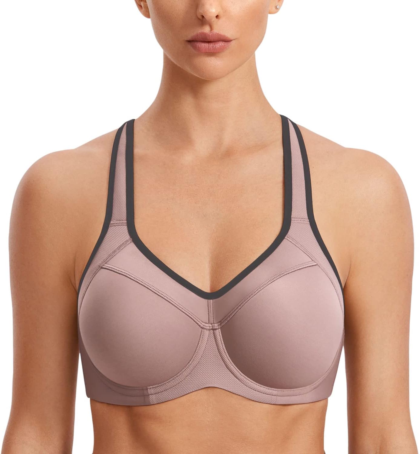 SYROKAN Women's Full Support High Impact Racerback Sports Bra