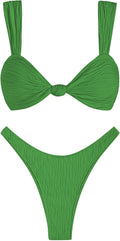 Cheeky High Cut Ribbed Bikini Set - Flattering Lengthening Design