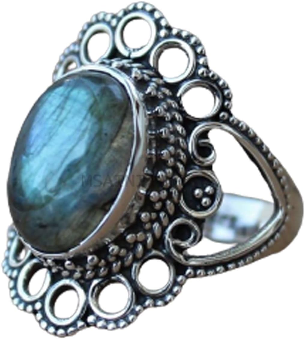 Solid 925 Sterling Silver Ring with Genuine Black Onyx Gemstone