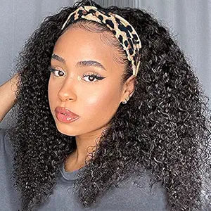 Eooma Curly Headband Wig for Black Women - 14 Inch Human Hair