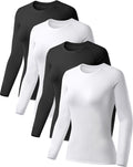 TELALEO Women's Compression Shirt 4 Pack - Performance Long Sleeve Top