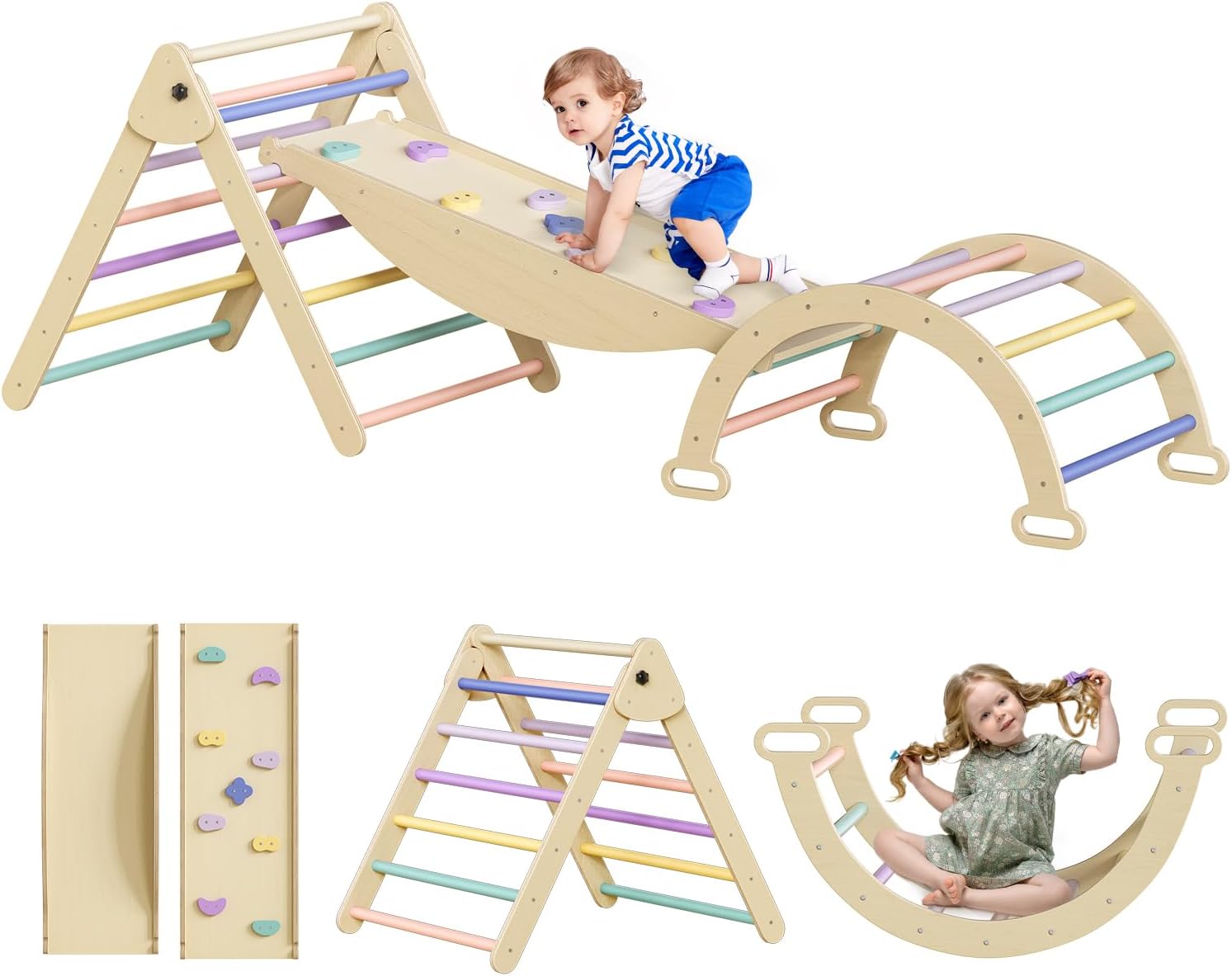 5 in 1 Pikler Triangle Set for Indoor Outdoor Playtime Fun