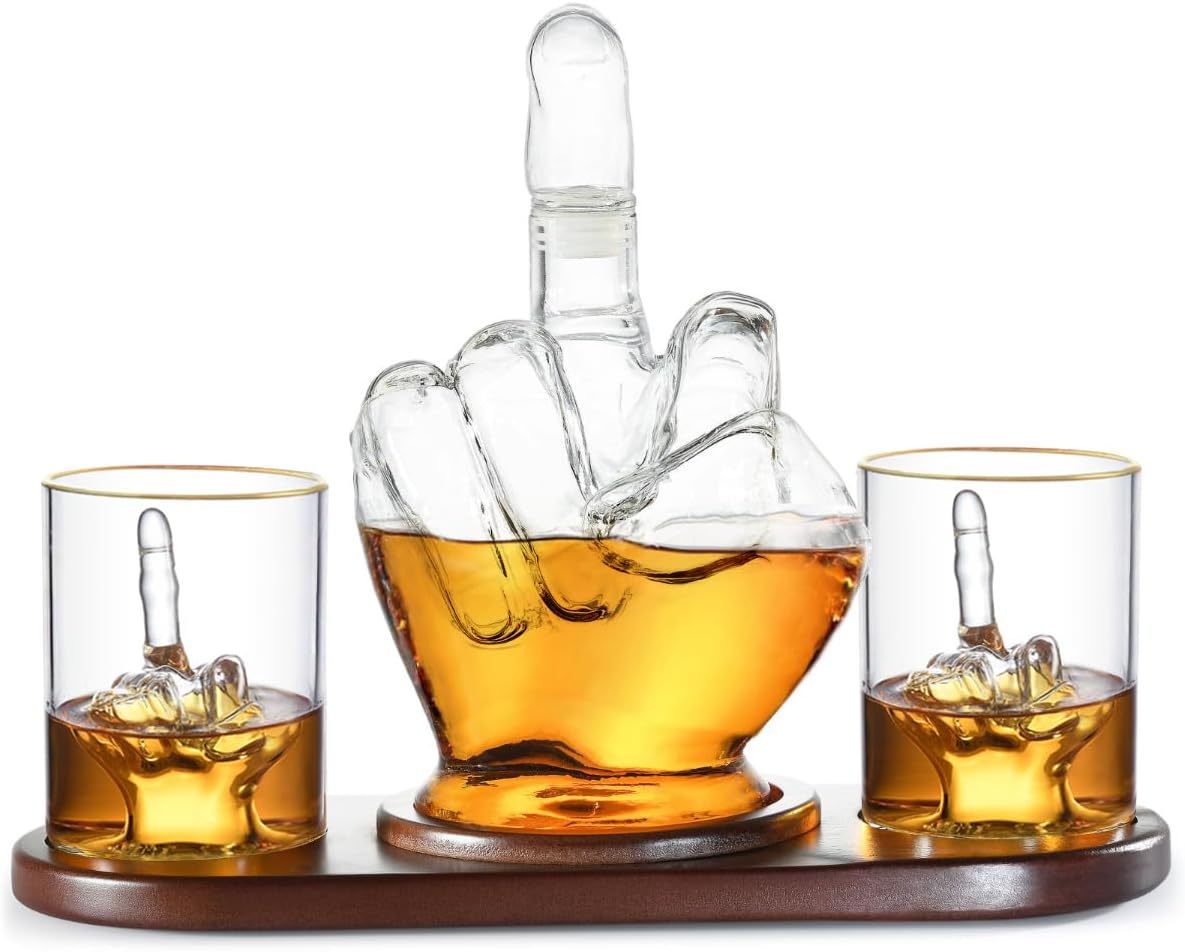 Middle Finger Whiskey Decanter Set for Unique Drinkers