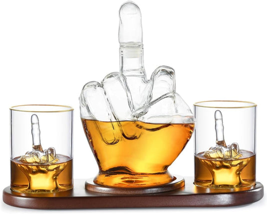 Middle Finger Whiskey Decanter Set for Unique Drinkers