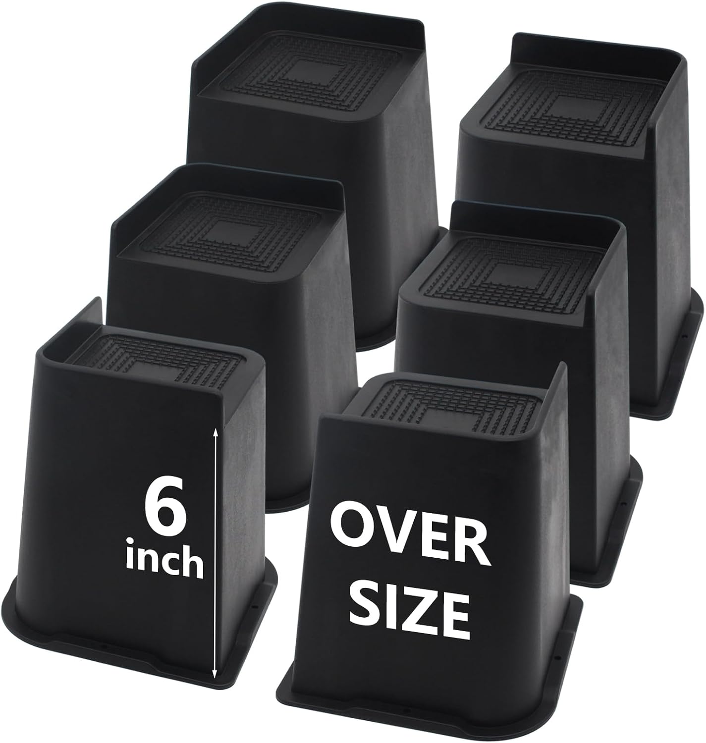 6 Pack Bed Risers 6 inch Heavy Duty for Furniture Stability