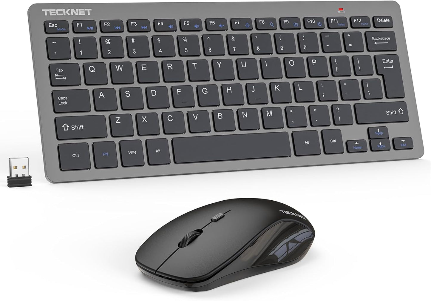 TECKNET Mini Wireless Keyboard Mouse Combo 2.4GHz Quiet Click