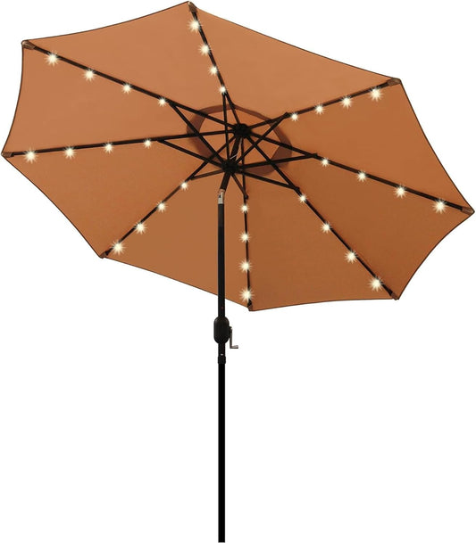Blissun 9 ft Solar Umbrella with LED Lights for Outdoor Fun