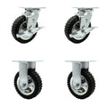 6 in Pneumatic Casters Set of 4 - Black Rubber, 1,000 lb Total