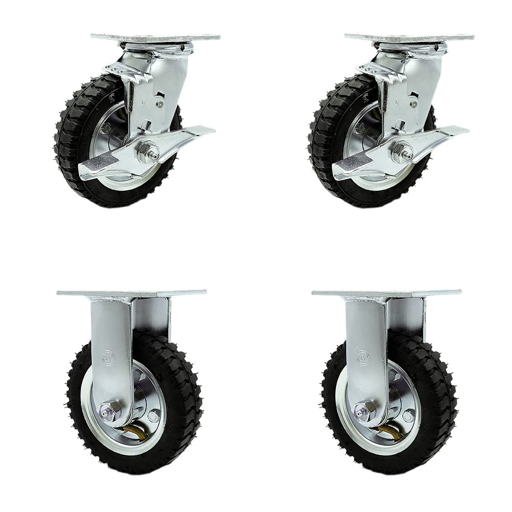 6 Inch Swivel Pneumatic Casters Set of 4 for Heavy Duty Use