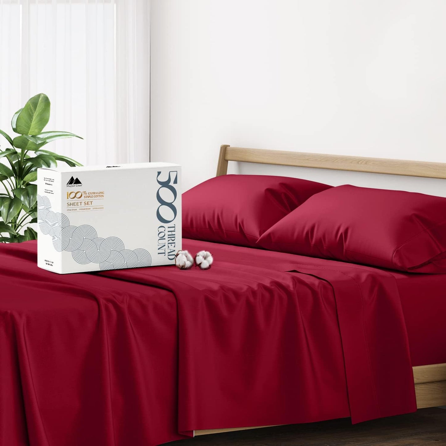 100% Cotton Queen Bed Sheets Set - Ultra Soft & Cooling
