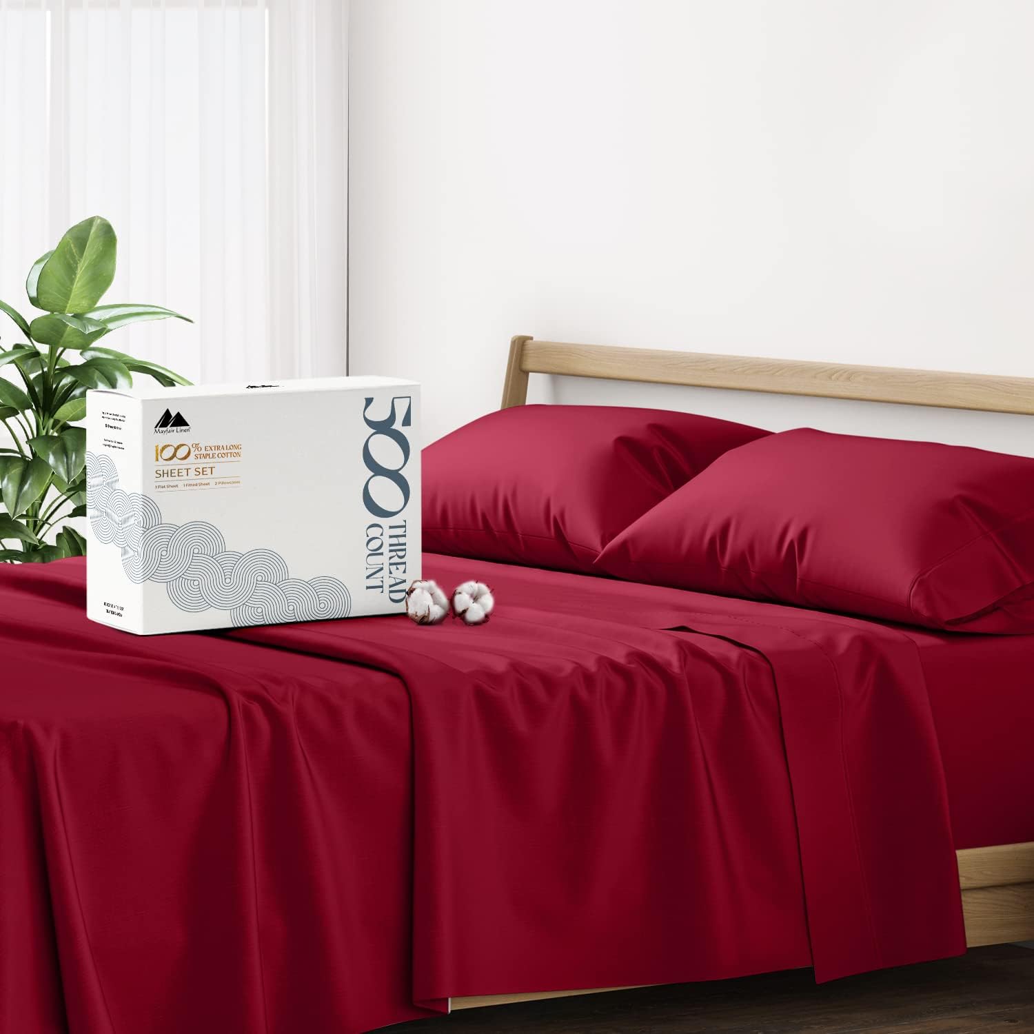 100% Cotton Queen Bed Sheets Set - Ultra Soft & Cooling