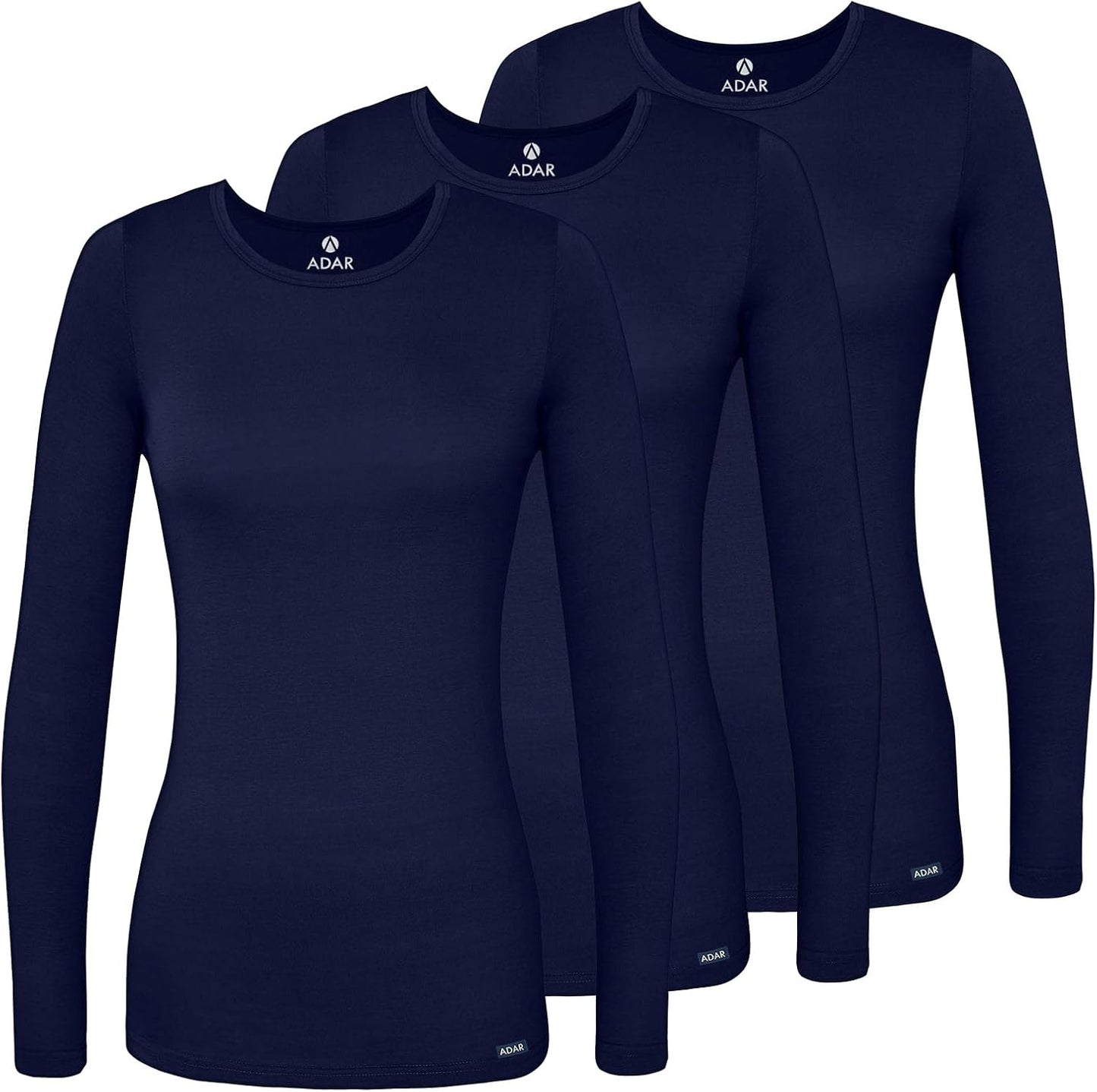 Adar Underscrubs for Women Long Sleeve Comfort Tee 3 Pack