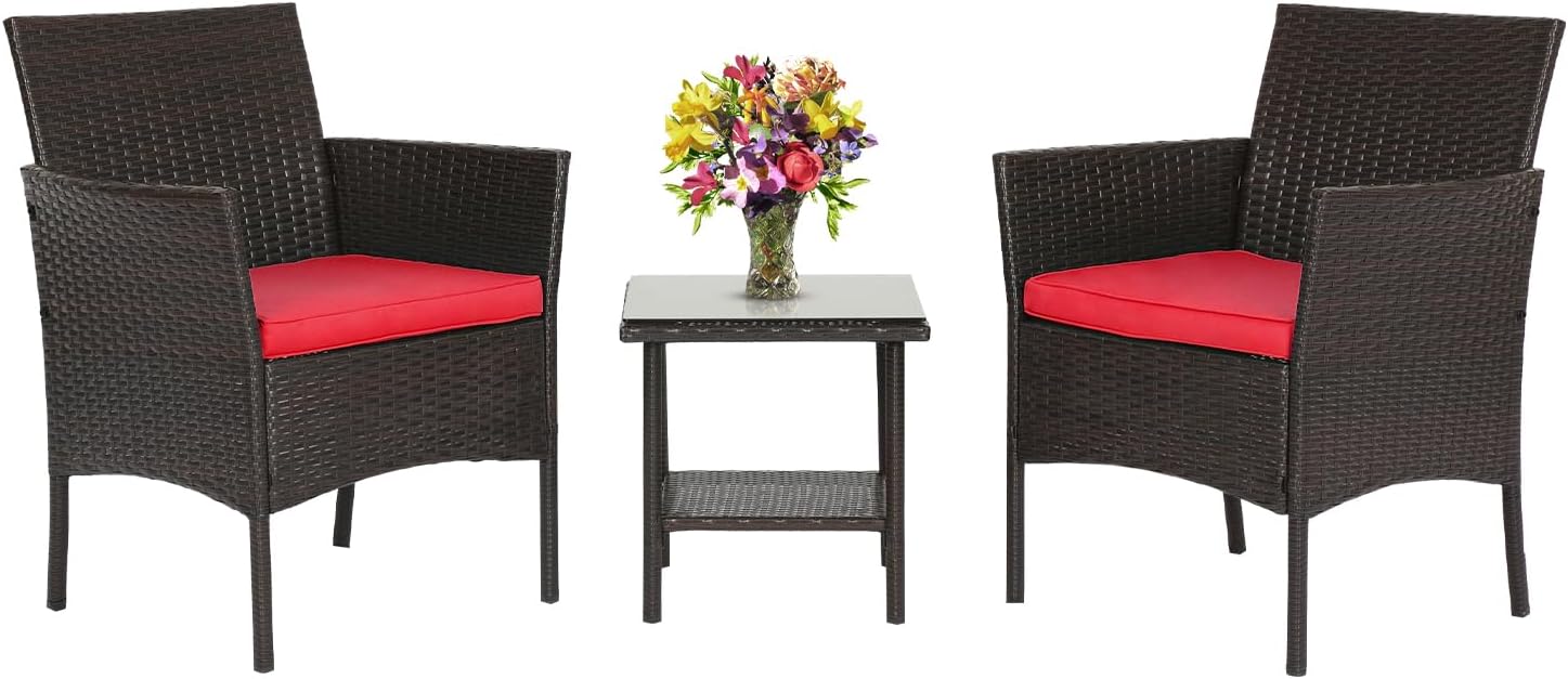 FDW 3 Piece Bistro Conversation Set for Stylish Outdoor Relaxation