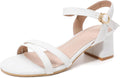 DADAWEN Women's Open Toe Ankle Strap Low Block Heels - Comfortable fit
