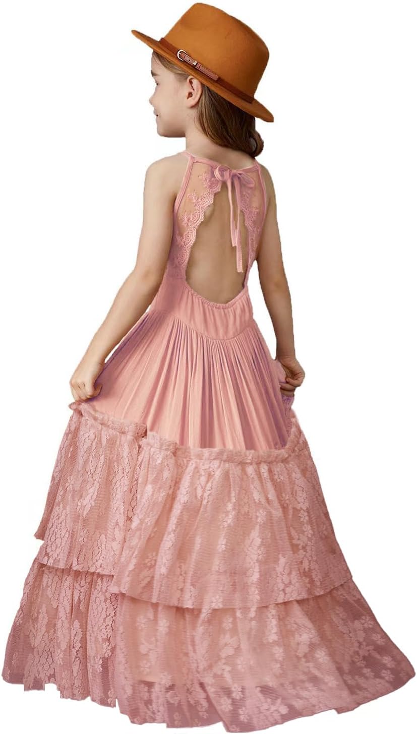 BIBIHOU Girls Lace Back Full-Length Tulle Party Dress Review