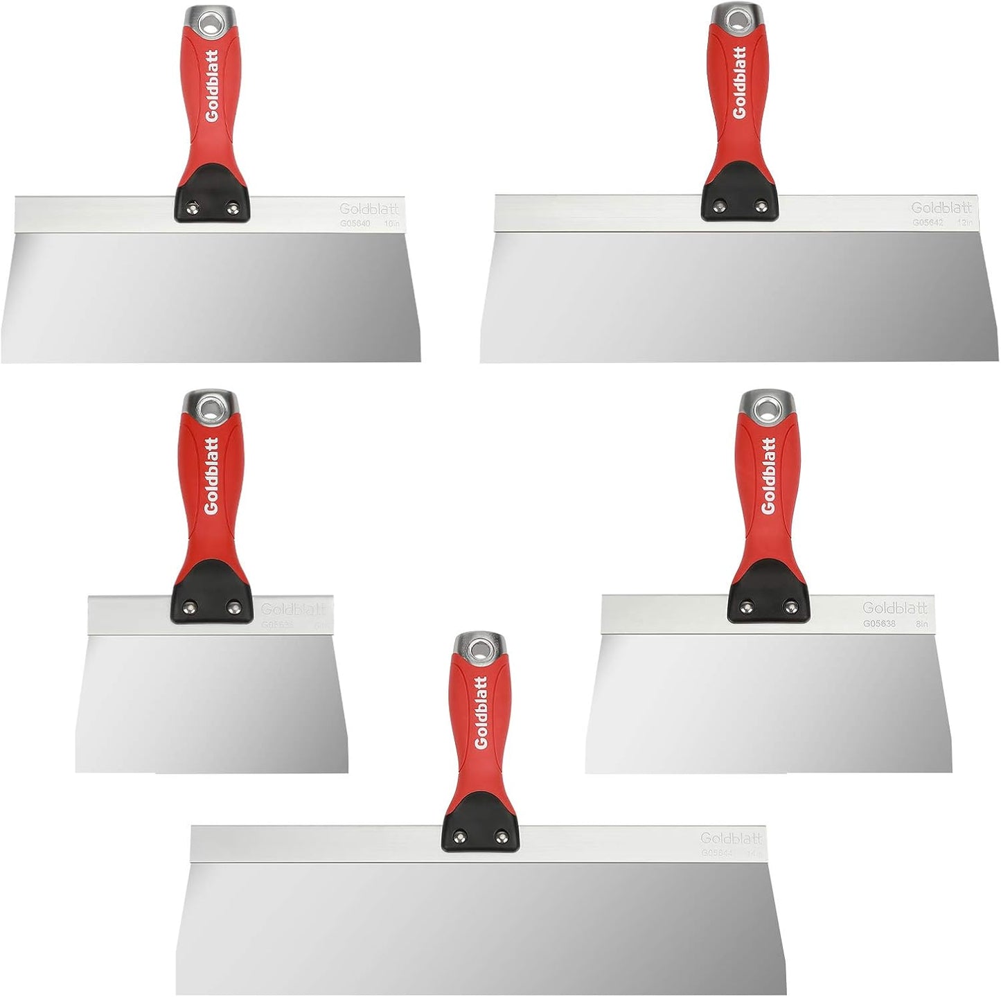 Goldblatt Drywall Knife Set - 5-Piece Stainless Steel Tools
