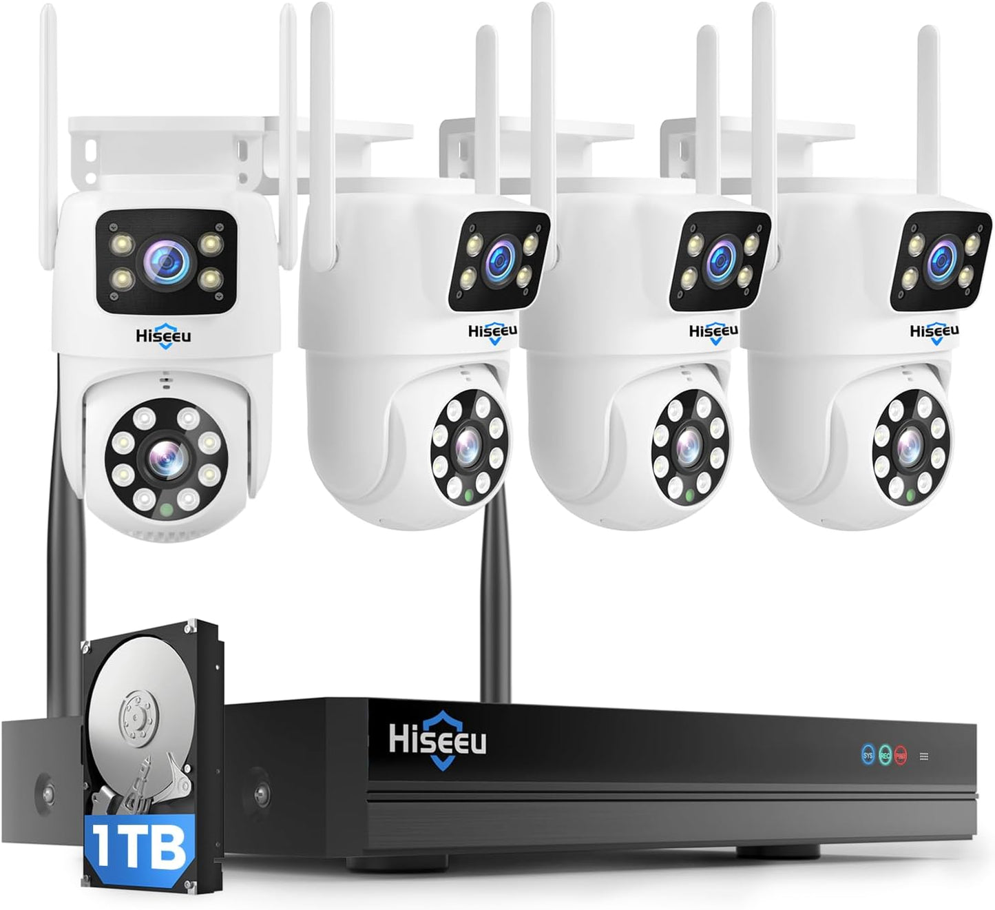 Hiseeu Dual Lens Security Cam Kit - Color Night Vision