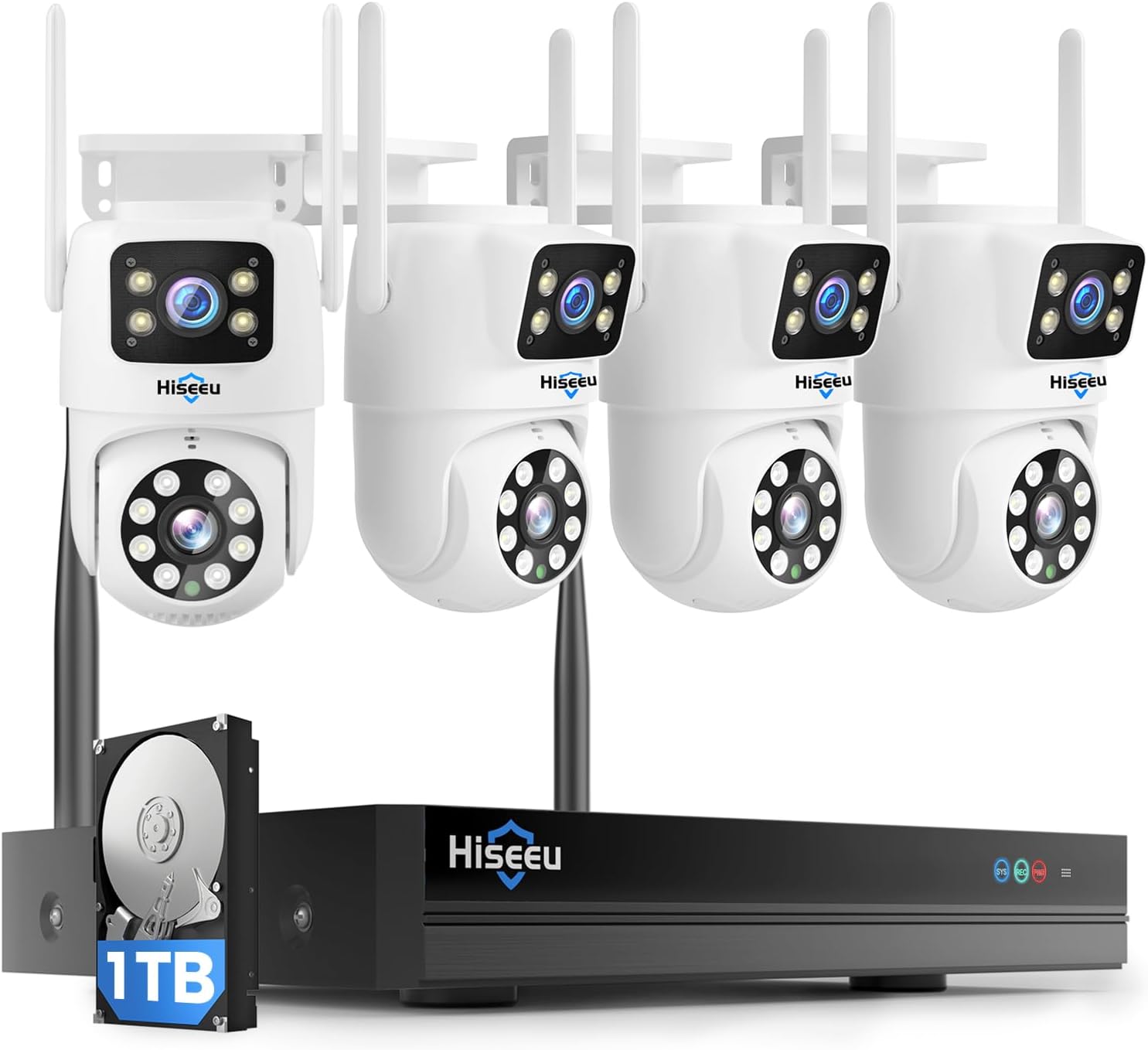Hiseeu Dual Lens Security Cam Kit - Color Night Vision