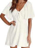 Deep V Neck Bow Tie Mini Dress - Flirty Summer Staple Dokotoo