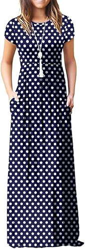 VIISHOW Women Short Sleeve Casual Maxi Dresses with Pockets