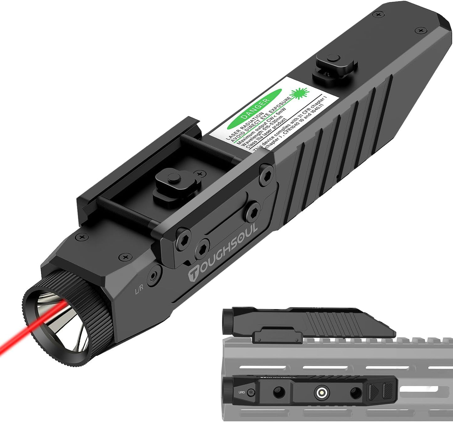 TOUGHSOUL Tactical Flashlight with Red Laser Sight Combo