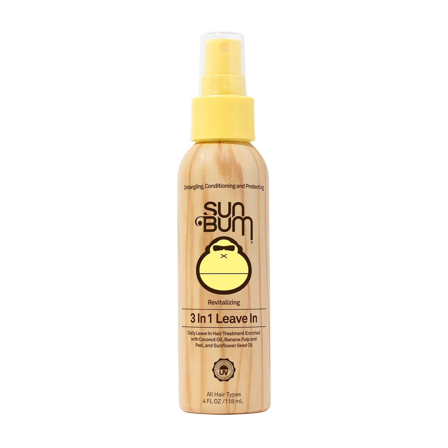 Sun Bum Revitalizing 3-in-1 Leave-In Conditioner | UV Protection & Anti-Frizz | 4 oz