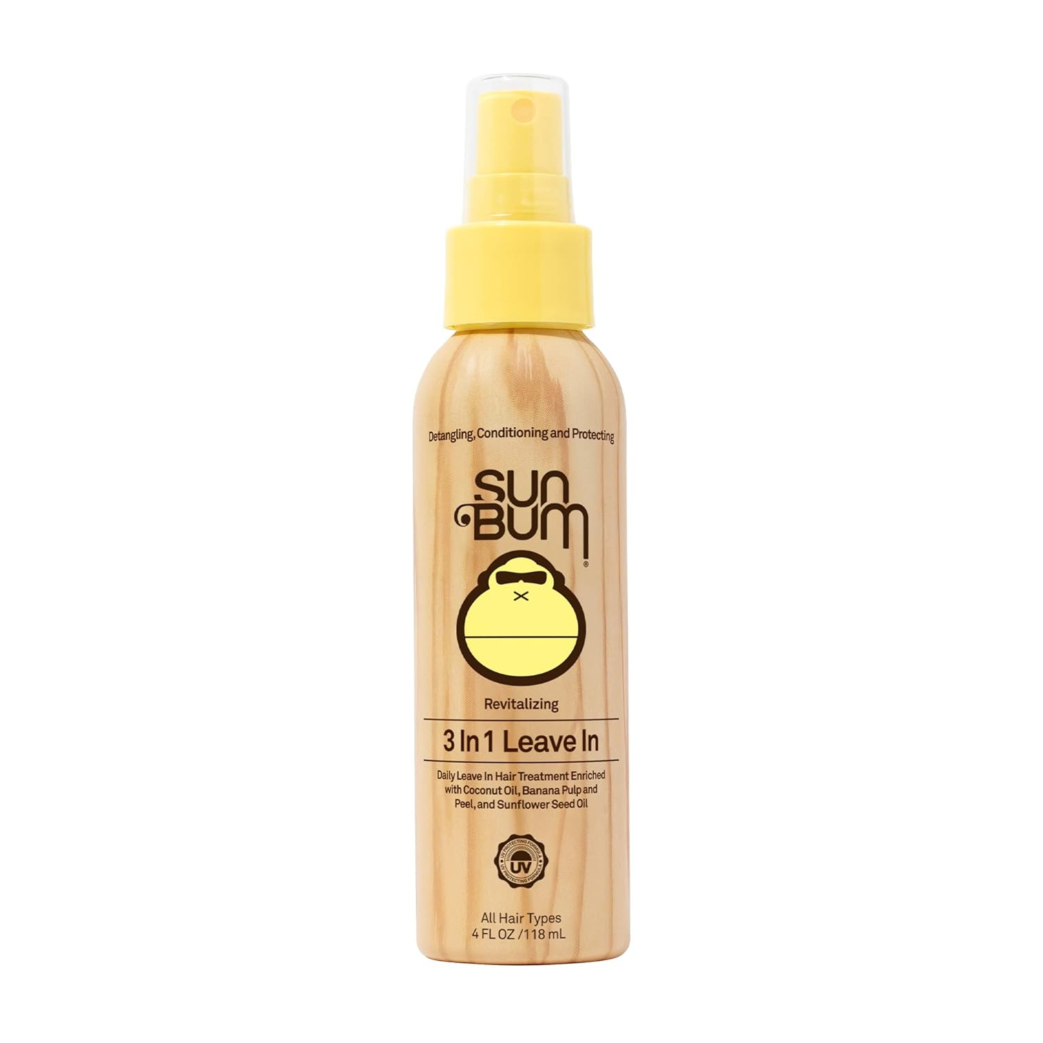 Sun Bum Revitalizing 3-in-1 Leave-In Conditioner | UV Protection & Anti-Frizz | 4 oz