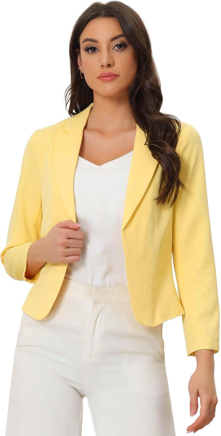 Allegra K Women's Open Front Blazer for Office and Casual Wear
