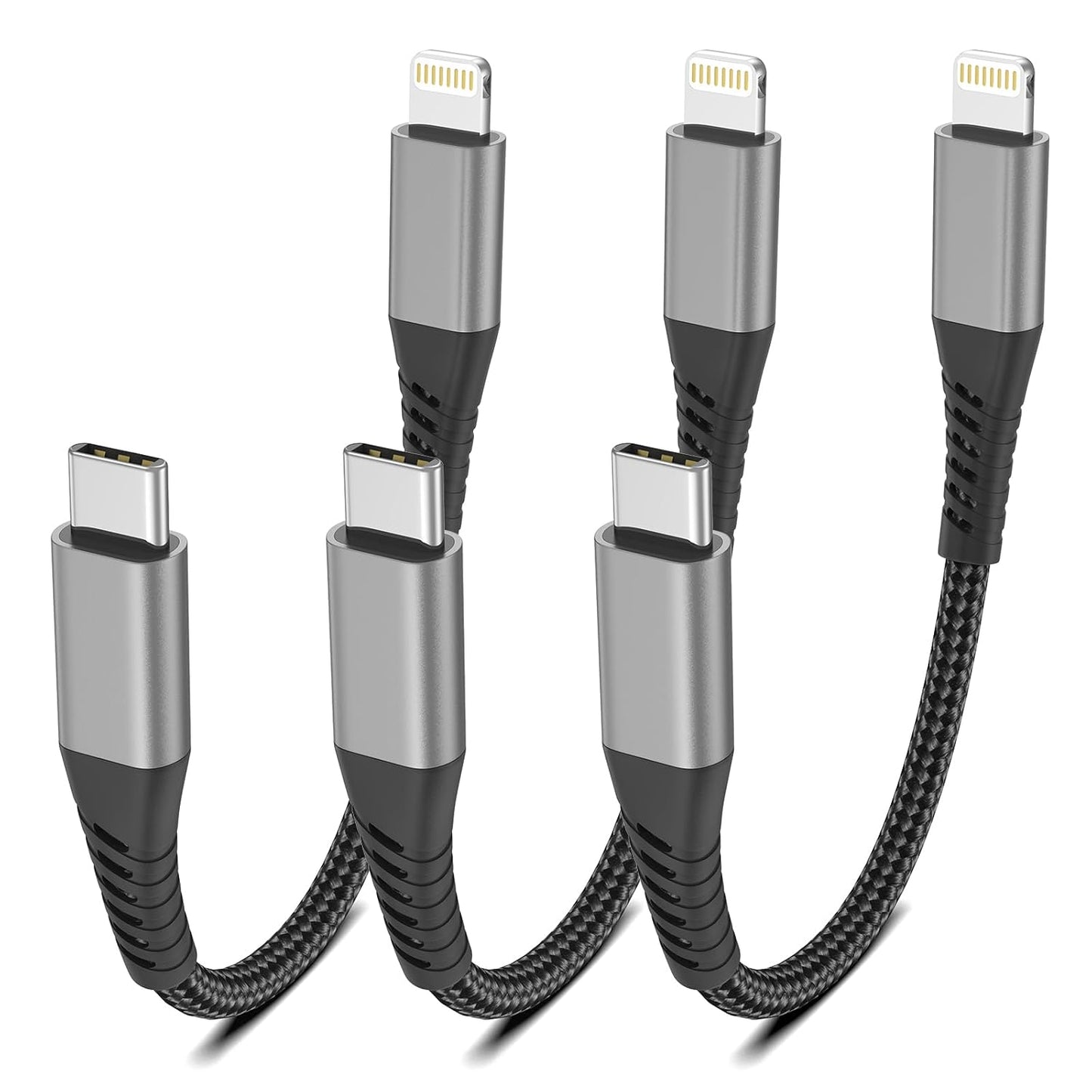 Fast Charge Trio: 0.5ft Short Lightning Cable 3pk by Umefly