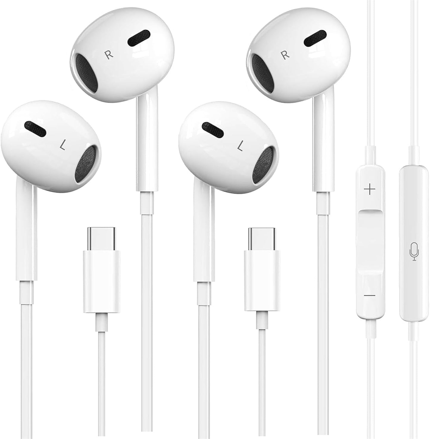 Crystal Clear Sound: VZZBOO 2-Pack USB C Earbuds
