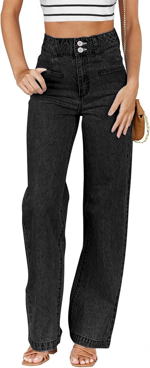 High Waisted Straight Leg Stretchy Jeans for Women by Sidefeel