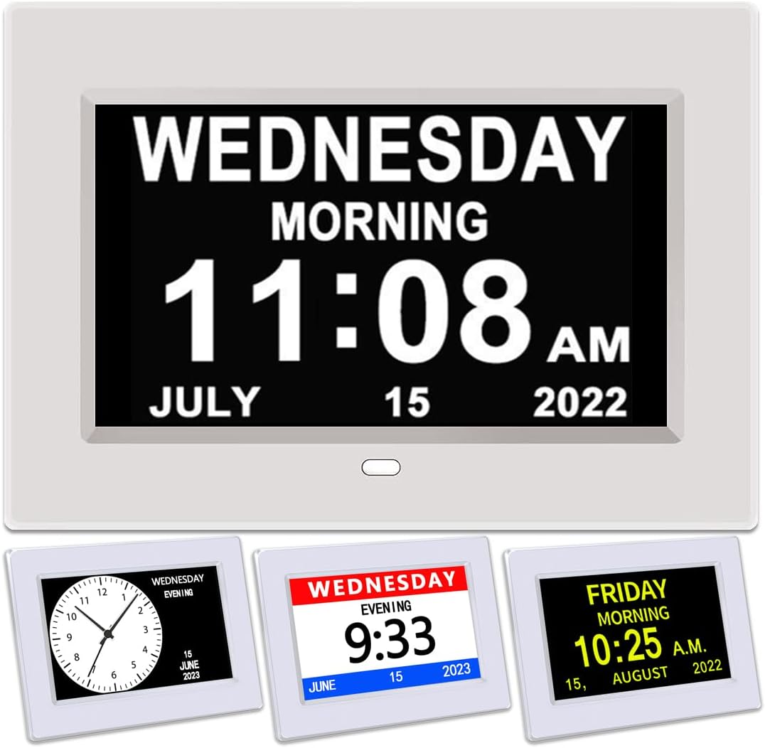 AINFTIME DST Clock with Day and Date for Elderly - 7in Display